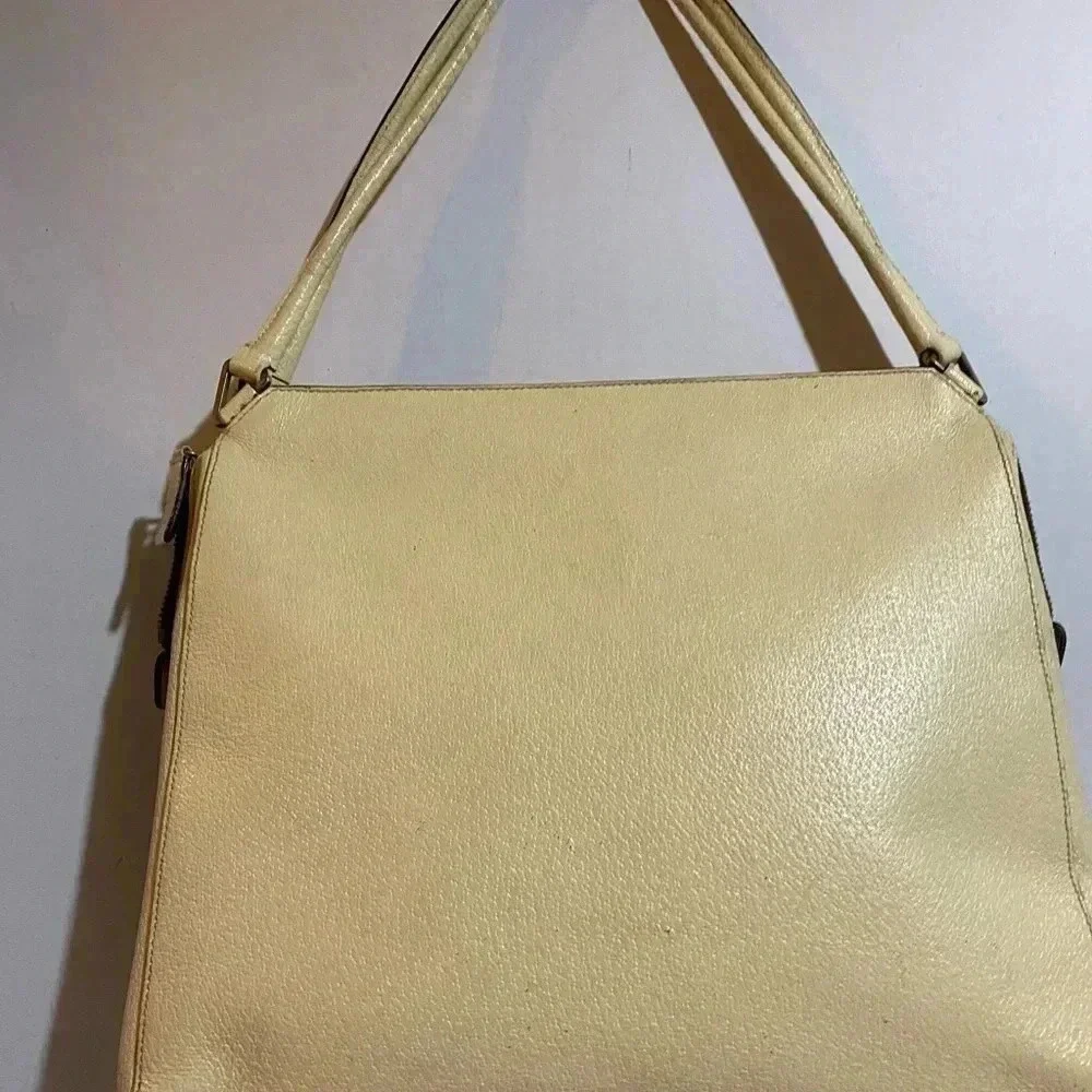 Prada vintage beige cream leather handle handbag
